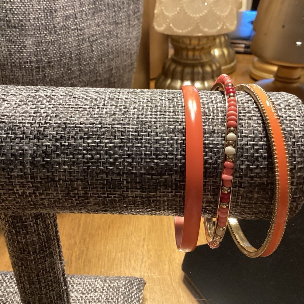 Set of 3 Bangle Bracelets in Orange